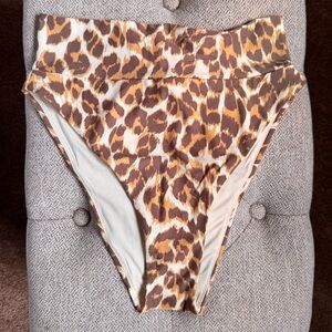 Aerie Womens High Cut Cheeky Bikini Bottoms Swim Suit Leopard Size M Medium